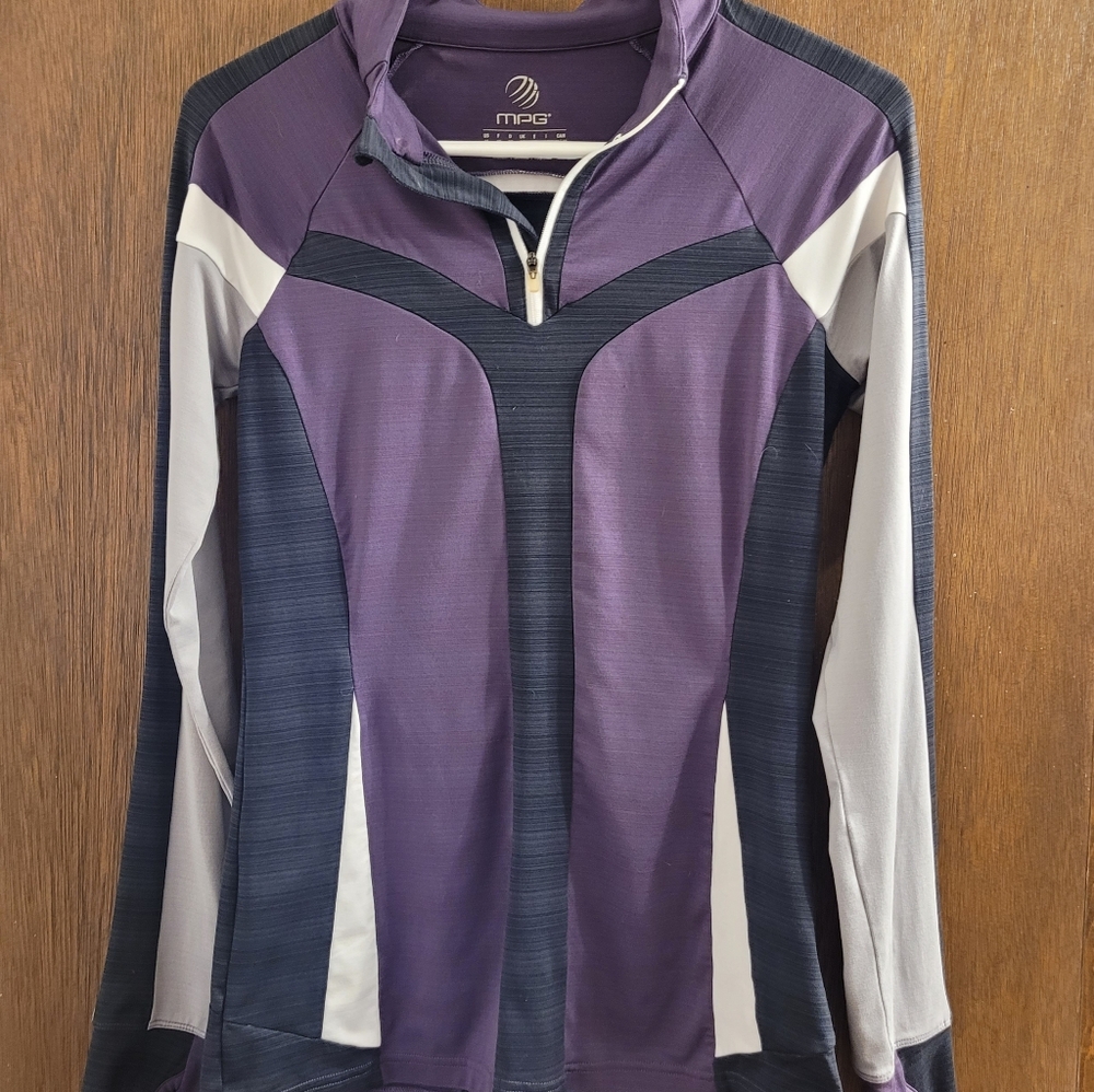 MPG Activewear Track Jacket Women M Medium Purple High Neck Zipper Long Sleeve